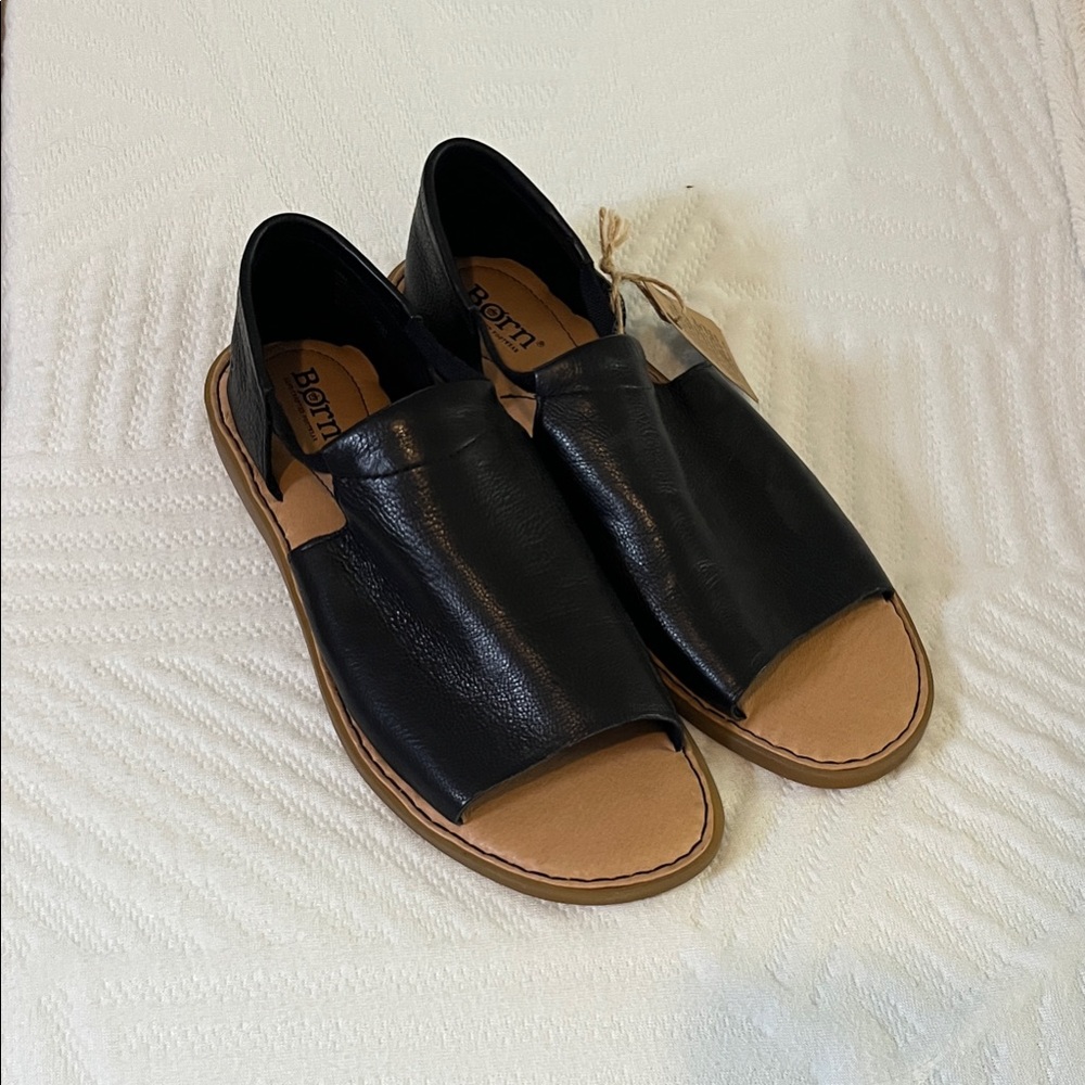 Born Black Leather Sandals